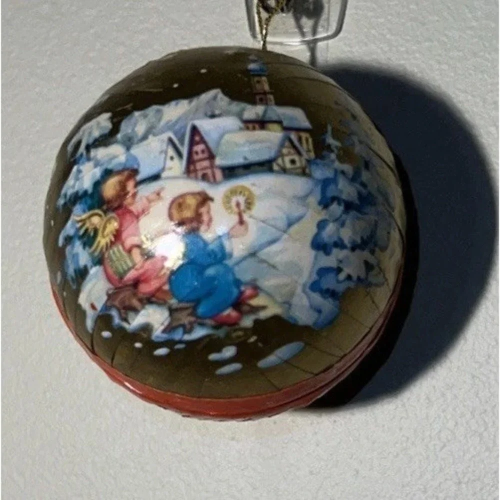 Vintage German Angel Burlap+Paper Mache' Christmas Candy Container Ornaments Lot